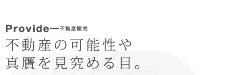 不動産販売[不動産の可能性や真贋を見究める目。]